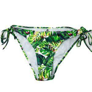 XOXO NWT M Green Lily Tropical Print Side Tie Swim Bikini Bottoms